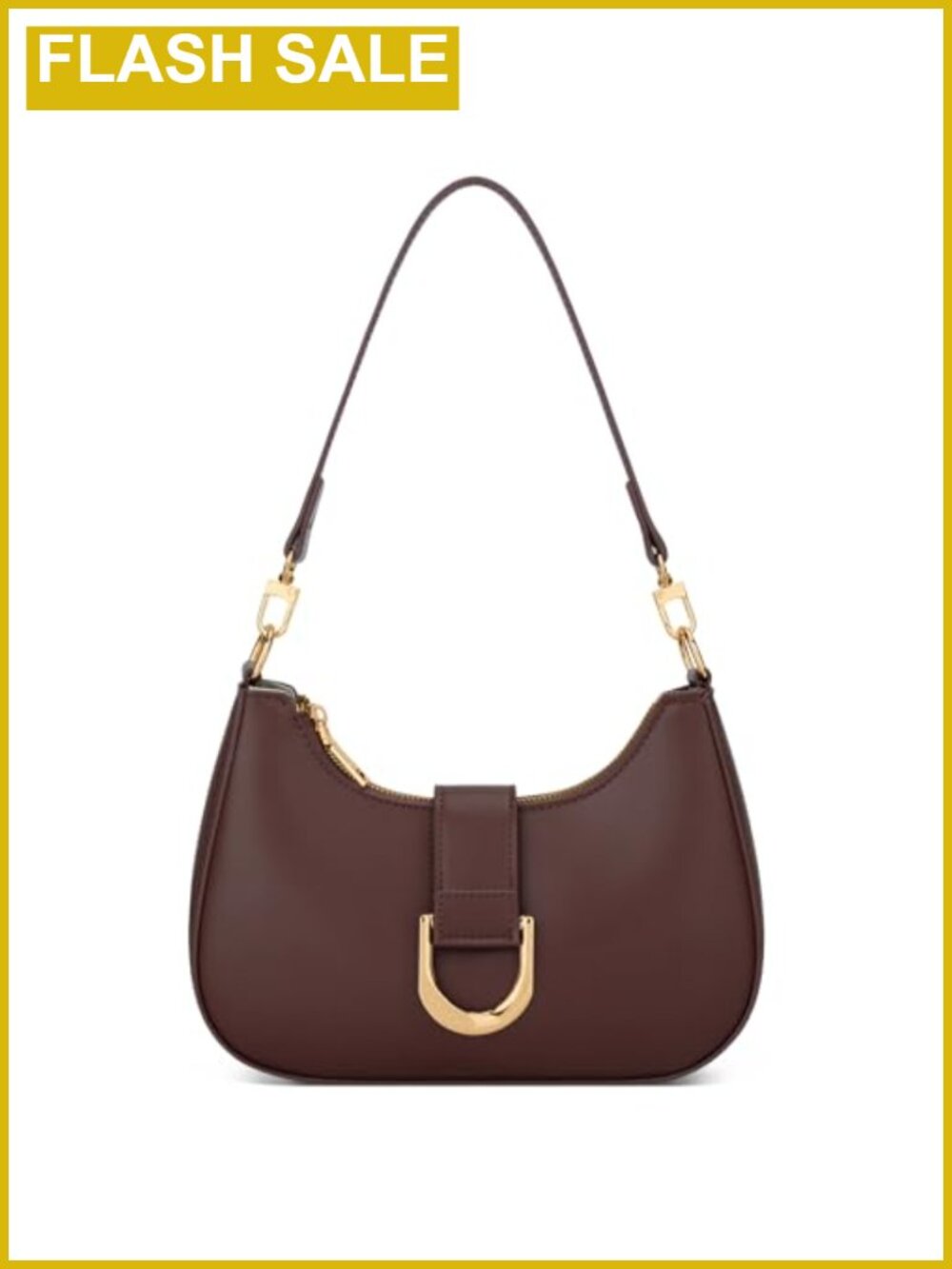 Vegan Leather Crescent Shoulder Bag with Removable Strap and Chain, Women's